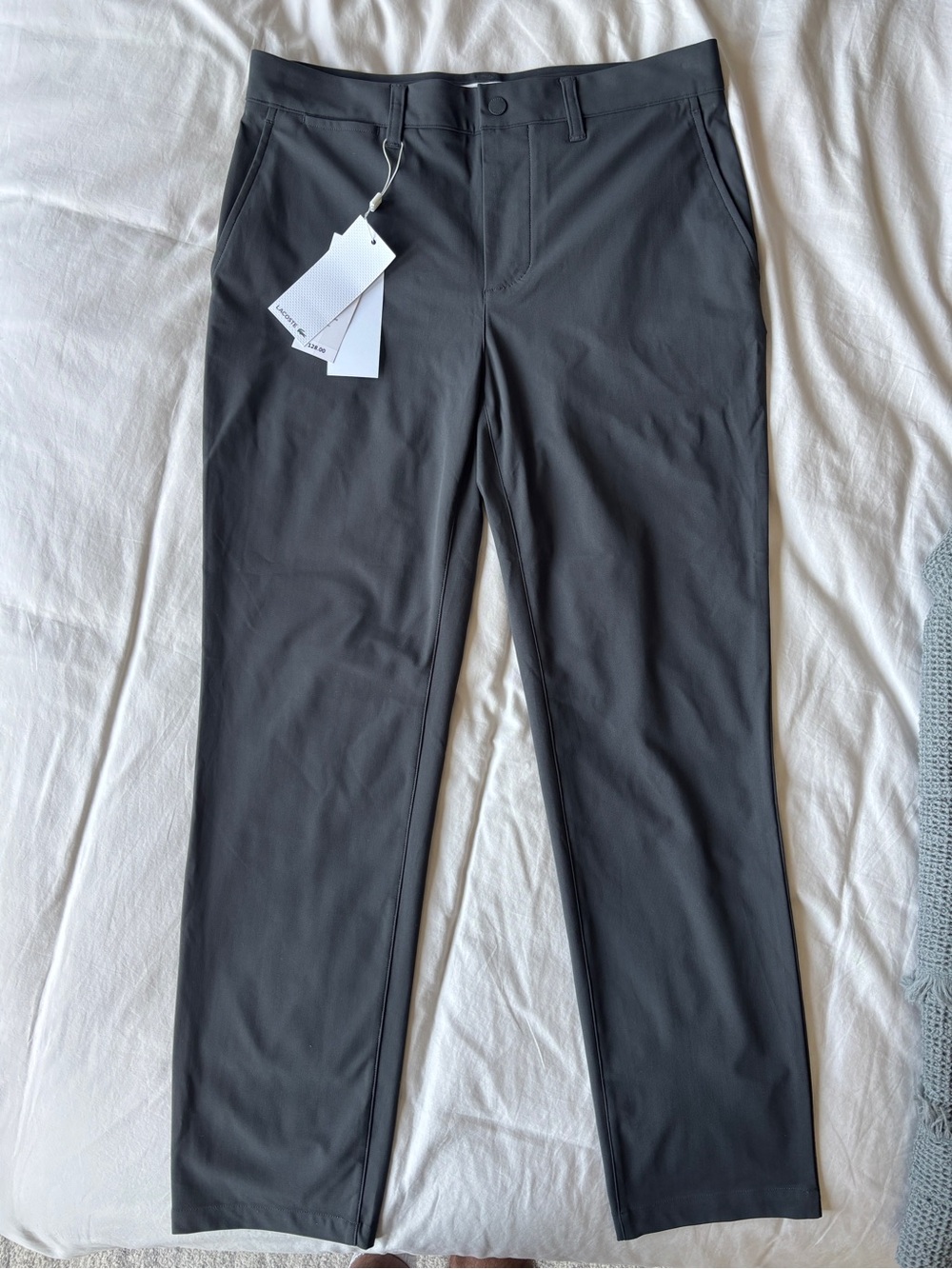 NWT Lacoste Slim Fit Commuter Pants Gray Stretch Chinos HH1916
